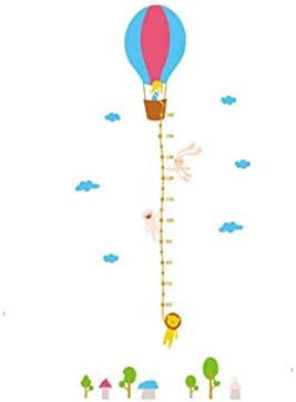 Jm8264 Wall Sticker Cartoon hot air balloon Height Ruler Wall Art Sticker Wall paper Blue