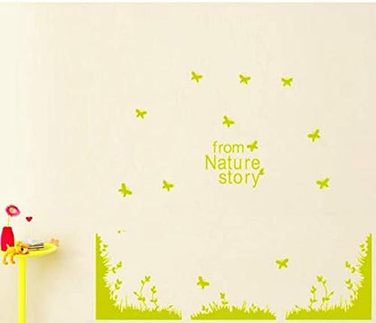 Jm8219 Green Grass Butterfly Art Mural Vinyl Waterproof Wall Stickers Kids Room Decor Nursery Decal Sticker Wallpaper