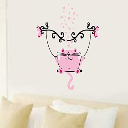 Jm8245 Cute pink cat wall sticker Premium Waterproof Vinyl Decal Stickers for Laptop Car Window Bumper Mug Tuber Cup Door Wall Decoration ,