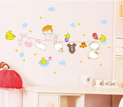 Ay7115 Clothes Hanger Birds Sticker DIY Removable Cartoon Art Vinyl Home Wall Stickers