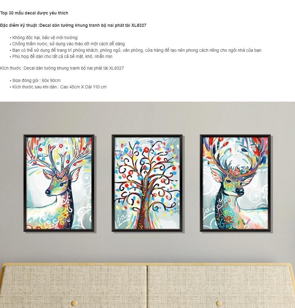 Nordic style creative 3.D removable stickers XL8327 Fantasy Watercolor Deer -Colorful
