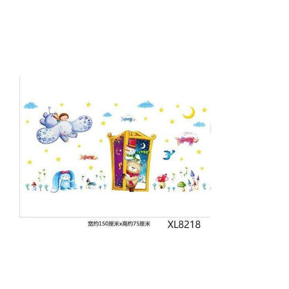 XL8218 magic door wall cartoon animal paradise kindergarten living room background decorative painting self adhesive wallpaper