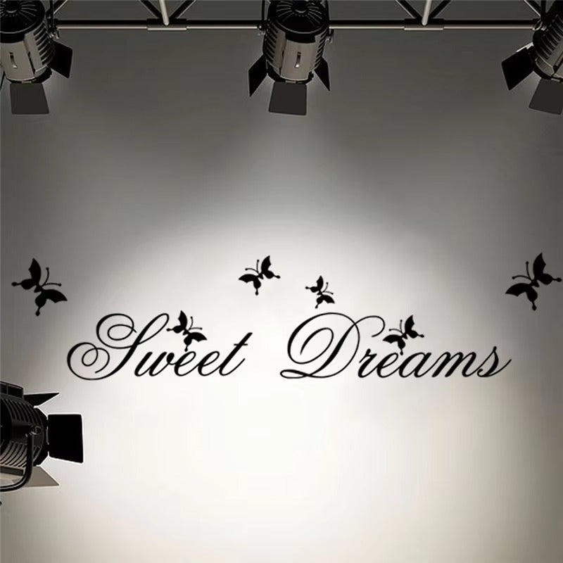Sweet Dreams Quotes Butterfly Wall Sticker For Bedroom Home Decoration Kids Decals Diy Letters Mural Art Printing Pvc Poster Dz003 Size: 25x70cm