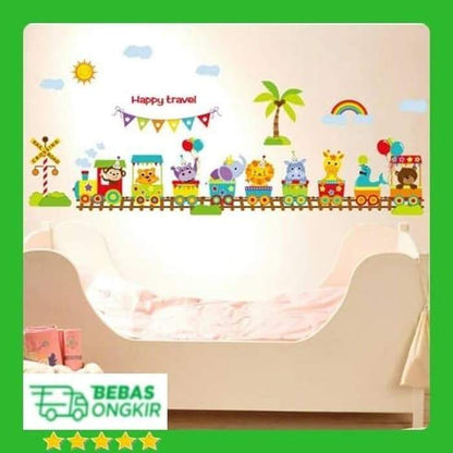 Sk9011 Cartoon Animal Train Wall Sticker