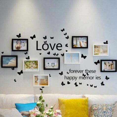 Wallpaper ´Love These Happy Memories Forever´ with Butterfly Wall Quote Art Sticker Decal for Home Bedroom Decor Corp Office Wall Saying Mural Wallpaper Birthday Gift for Boys and Girls  Q6687D Size: 120cm x 65cm/47.24" x 25.59"