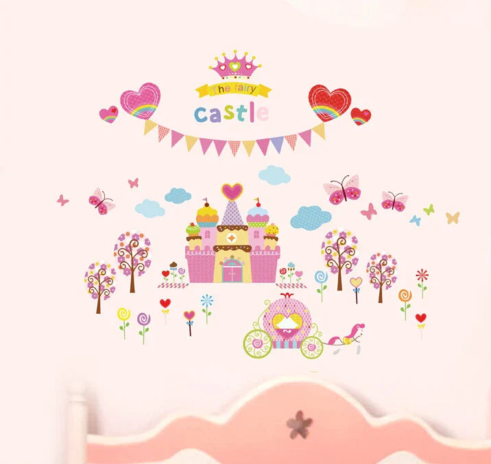 Cartoon White Princess Girl Castle Wall Sticker Abc1012