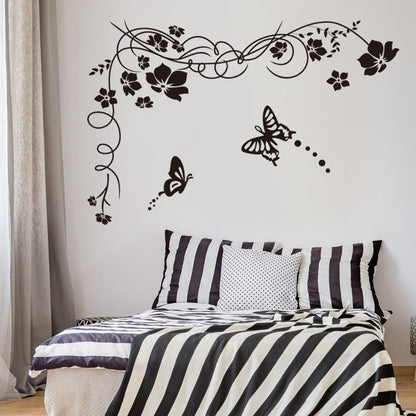 butterfly Vine flower Creative Butterfly Flower Vine Home Decoration wall decals Living room bedroom home Decor Wall Stickers JM7301/ay817