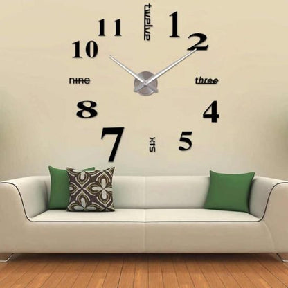 Wall Clock Sticker Acrylic Silent Digital Big 3D DIY Self adhesive ZH015