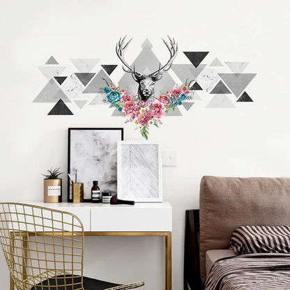 3D Simple Style Deer Head Wall Sticker Living Room Bedroom TV Background Wall Decoration Wall Art