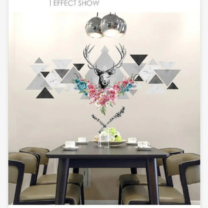 3D Simple Style Deer Head Wall Sticker Living Room Bedroom TV Background Wall Decoration Wall Art