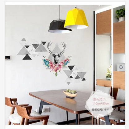 3D Simple Style Deer Head Wall Sticker Living Room Bedroom TV Background Wall Decoration Wall Art