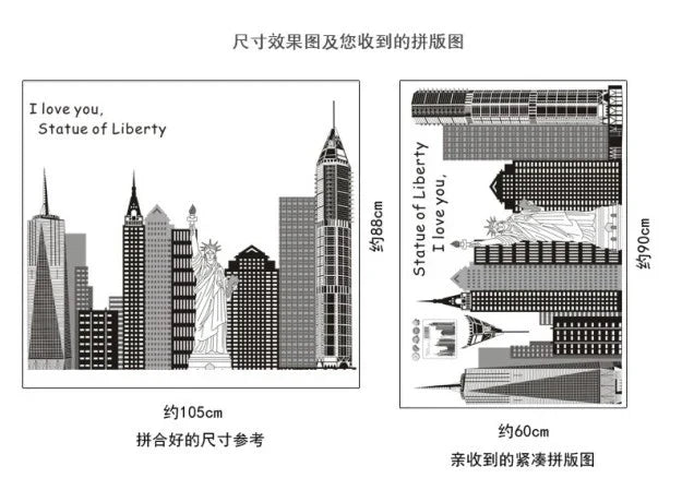 Statue of Liberty Pattern Living Room Wall Sticker Decal size 60x90 ay9101