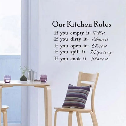 Our Kitchen Rules Cook Words Quote Wall Stickers Art Decals Home Decor NEW Room Decoration Accessories Kitchen Wall Stickers  DZ007  Size:40*60cm