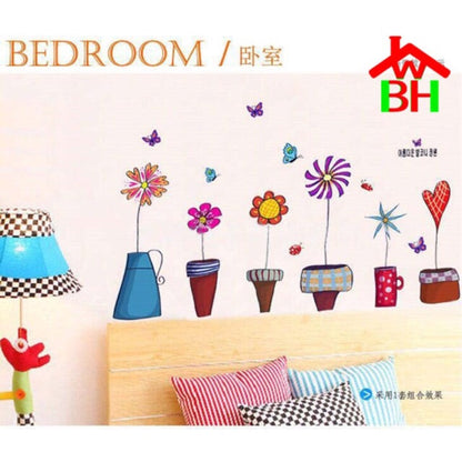 Ay947 Cute Flower Wall Sticker Kitchen Window Sticker Butterfies Wall
