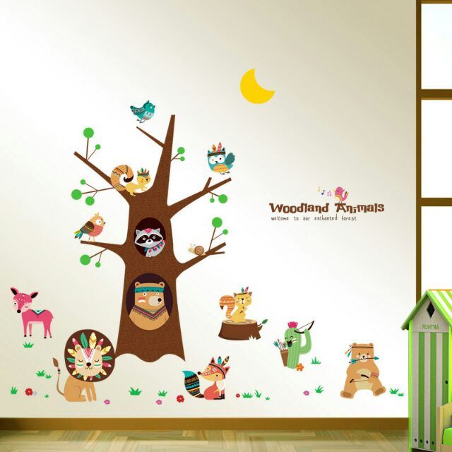 Animal Happy Tree Wall Sticker Removable Wall Sticker