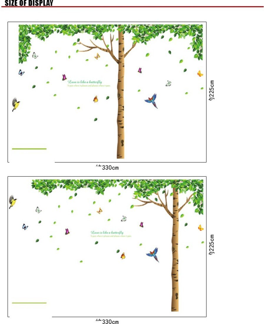 AY305 big green tree removable diy wall sticker tow-saided