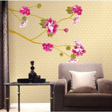 Hibiscus Wall Sticker, Wallpaper, Rental Friendly, Removable, DIY, Redecor, Interior, Flower, Tree, Hibiscus, Pink size 50x70 ay723