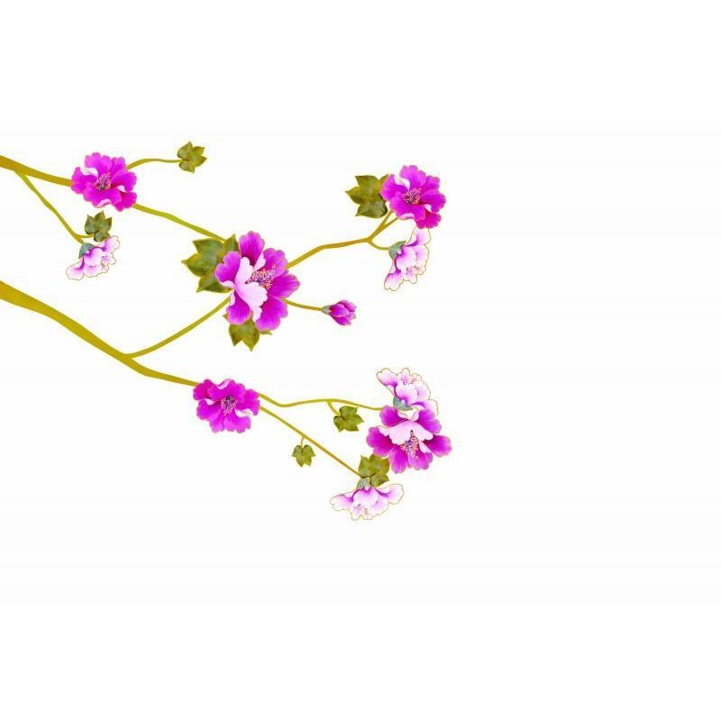 Hibiscus Wall Sticker, Wallpaper, Rental Friendly, Removable, DIY, Redecor, Interior, Flower, Tree, Hibiscus, Pink size 50x70 ay723