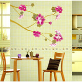 Hibiscus Wall Sticker, Wallpaper, Rental Friendly, Removable, DIY, Redecor, Interior, Flower, Tree, Hibiscus, Pink size 50x70 ay723