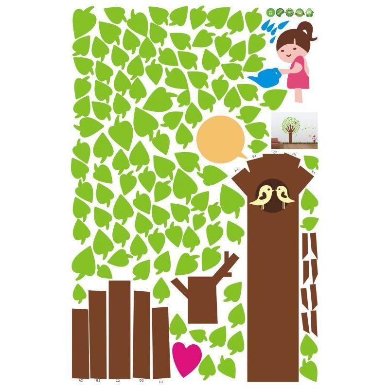Wall Sticker, Heart Sprouting Tree, 60x90cm, Wallpaper Sticker, Rental Friendly, Removable, DIY, Redecorating, Interior, Tree, Leaf, Heart, Cute size 60x90 ay846