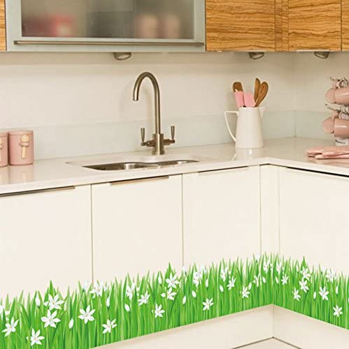 Diy lily flower grass Skirting Line diy home decal Baseboard wall sticker Sk7044