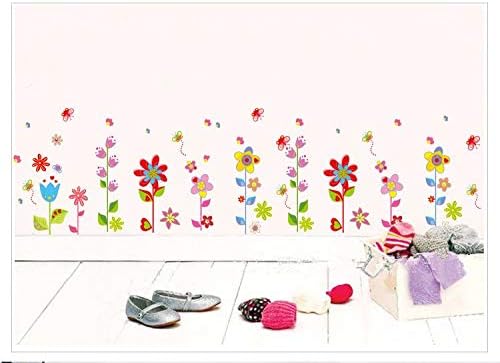 Colored Flowers Butterflies Premium Wall Stickers XY8040