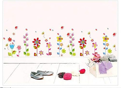 Colored Flowers Butterflies Premium Wall Stickers XY8040