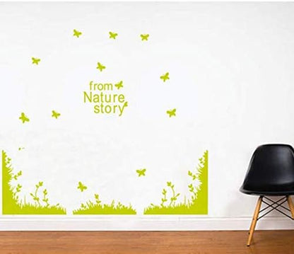 Jm8219 Green Grass Butterfly Art Mural Vinyl Waterproof Wall Stickers Kids Room Decor Nursery Decal Sticker Wallpaper