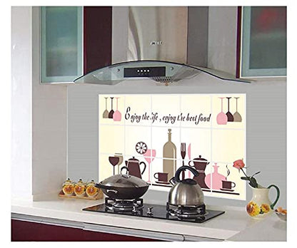 JAAMSO ROYALS Kitchen Cookery Set Design Wall Tiles Stickers Waterproof, Stickers for Wall, Wall-Sticker for Home, Tiles Wall Stickers
