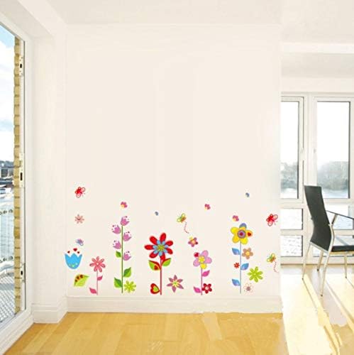 Colored Flowers Butterflies Premium Wall Stickers XY8040