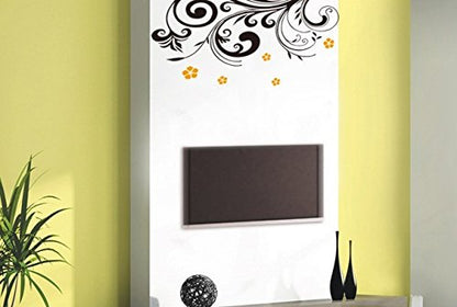 NC038 SYGA PVC Vinyl Wall Stickers for Living Room Self Adhesive Stickers, Black Decorative Floral