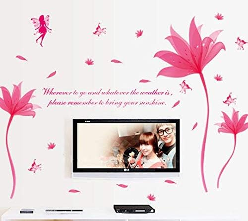 Romantic Red Color Fantastic Flowers Art Wall Sticker Ay9218Bw