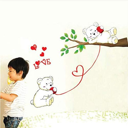 WUDHF Cute bear calling love wall stickers home love and happiness decoration children's room cartoon branches