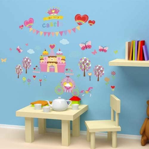 Cartoon White Princess Girl Castle Wall Sticker Abc1012
