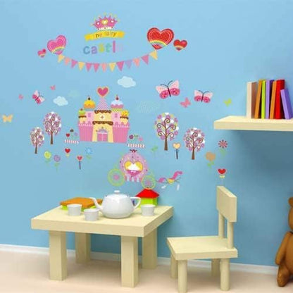 Cartoon White Princess Girl Castle Wall Sticker Abc1012