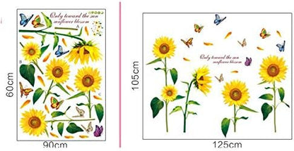 LM868 Sunflower butterfly Wall Stickers Wall Decals