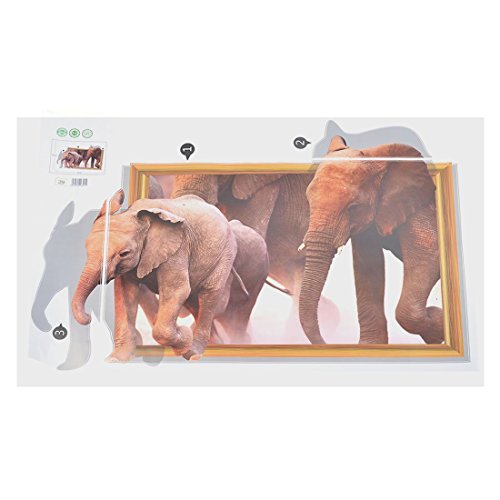 Ketsicart PVC Elephant Pattern Household DIY Self-Adhesive Wall Sticker Wallpaper Decal