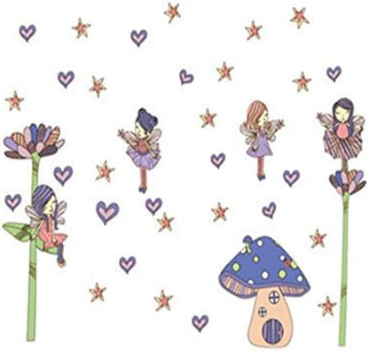 Lovely Cartoon Mushroom Star Girl Wall Stickers Removable Wall Decals Home Decor Pvc Art Mural Bedroom Kitchen Room Nursery Decoration