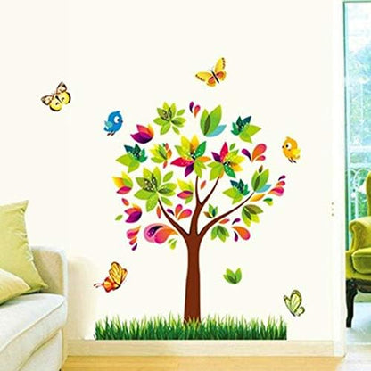 Mj9007 Wall Sticker Colorful Butterfly Tree Bird PVC Wallpaper Art Home Decal for Kid's Room