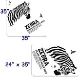 DNVEN 35 inches x 35 inches Zebra Head Black and White Wild Vinyl Wall Sticker Zebra Wall Decals Animal Print Home Murals Decor for Bedrooms Living Rooms