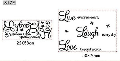 Live Every Moment, Laugh Every Day, Love Beyond Words, Wall Decal Motivational Sticker, Family Inspirational Wall