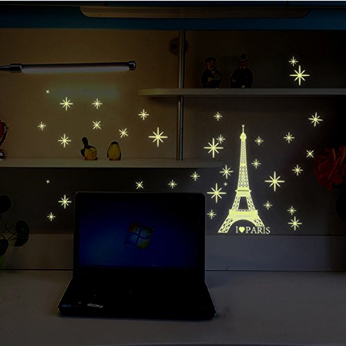 Night Lighting Eiffel Tower Vinyl Wall Decal PVC Home Sticker House Paper Painting Decoration Wallpaper Living Room Bedroom Kitchen Art Picture DIY Murals Kids Nursery Baby Decor