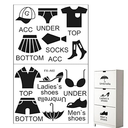 Srkin Clothing Label Sticker | Removable Wardrobe Wall Clothing Classification Decor, Creative Life Label Vinyl Sticker for Adults, Female, Male, Children, Bedroom Ay1101 Size 50x35cm