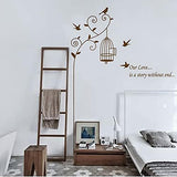Jm8316 Tree hanging bird cage wall sticker, suitable for living room background bedroom decoration wallpaper