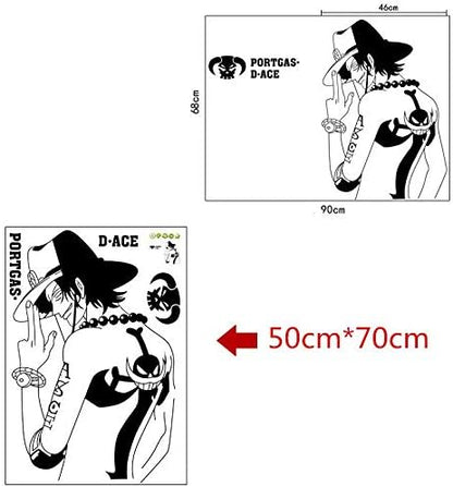 Ay7228 Cartoon Wall Stickers One Piece Hat Dormitory Put Fire Boxing, Ace Porch Bedroom Wall Stickers