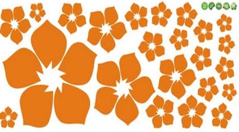 Beautiful Flowers Decals for Kid Room-Freestyle to Décor Wall Decals for Living Room-Wall Sticker Decals-Wall Stickers for Living Room Pictures-Adhesive Stickers for Furniture Home (Orange)