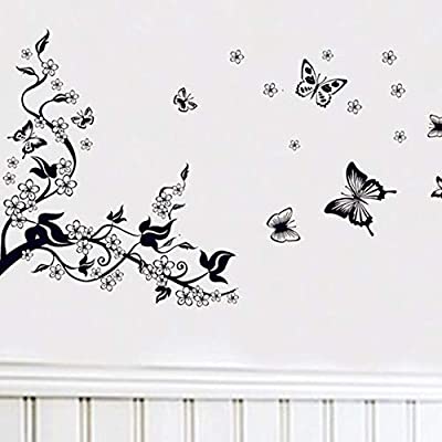 jm8062 Black Flying Butterfly Wall Stickers for Living room Bedroom Tv Sofa Background Window Glasses Home Decals Art Murals Home Decor