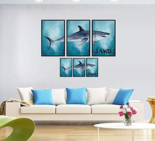 sAMHEZ HM92012 JAWS FRAME 3D DEEP BLUE SEA WALLSTICKER WALL STICKER