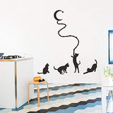 Kids Wall Decals,Wall Decor Stickers For Living Room,Four Cats And Moon Background Wall Stickers Hand-Painted Wall Stickers Removable Self-Adhesive  nc4kit- 32x57 w5
