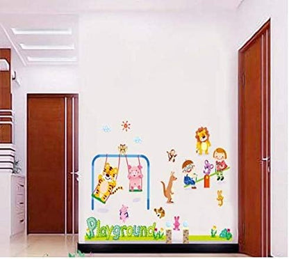 Cartoon Animal Park Tiger Piggy monkey rabbit DIY Wall Sticker Home Decoration room Decals Wall Art Sticker wallpaper-x